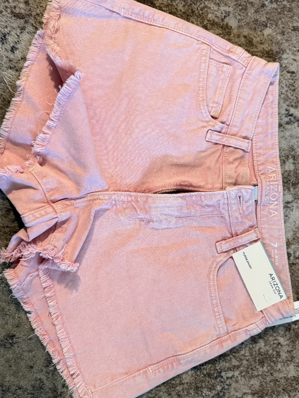 Arizona pink Jean fringe shorts